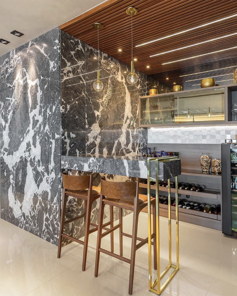 Balcão em mármore preto e branco — MGR Marmoraria Rio de Janeiro
