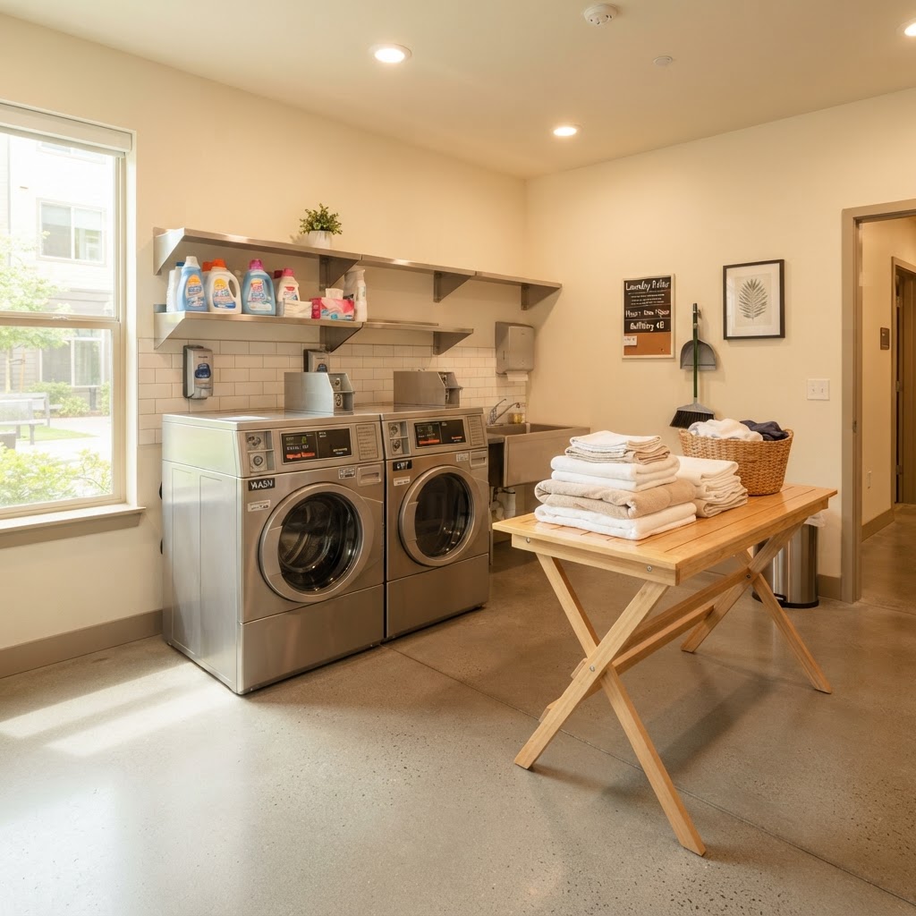Clean shared laundry room
