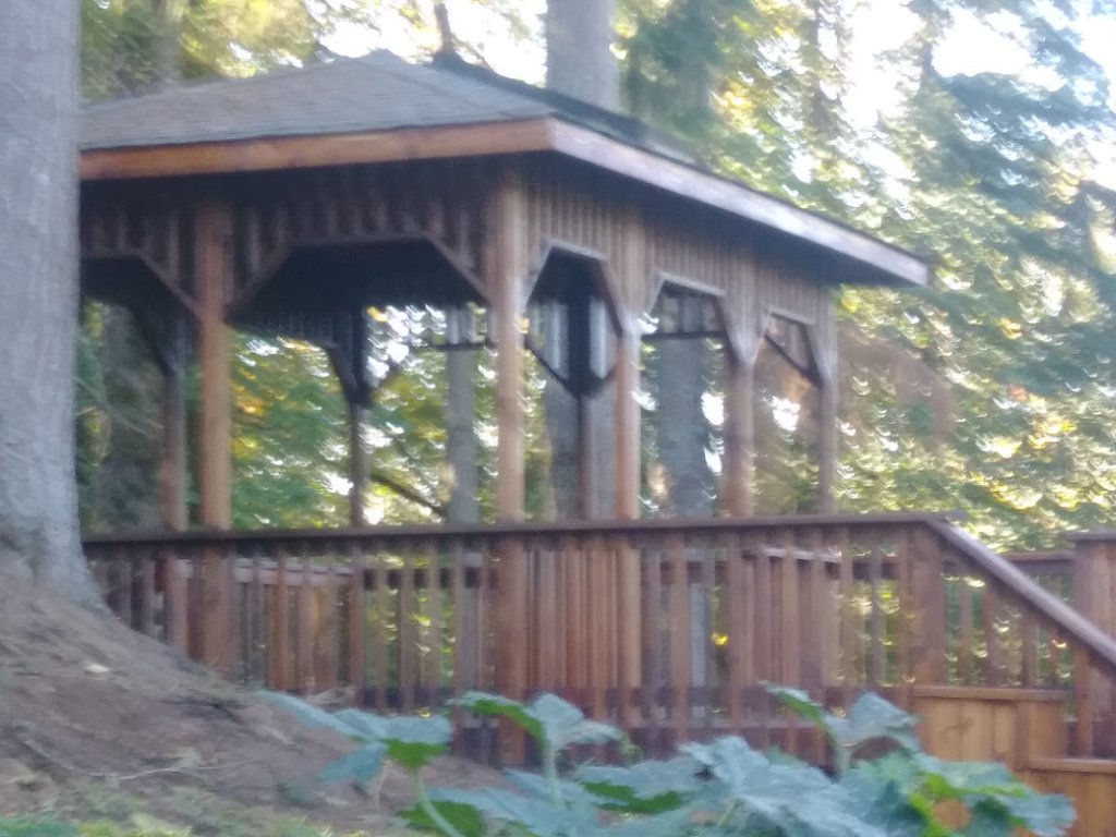 Stained gazebo deck & staircase