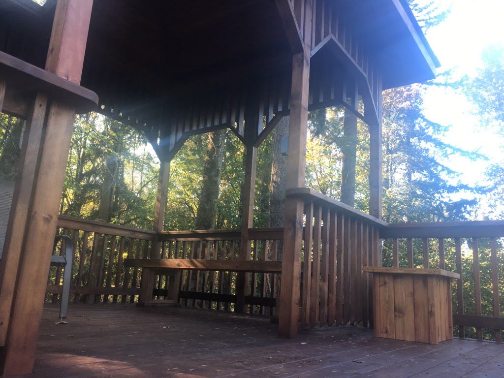 Stained gazebo deck