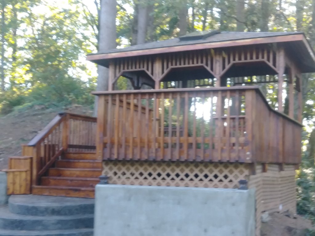 Completed gazebo with staircase
