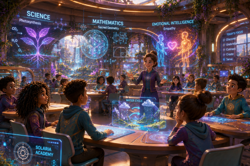 Solaria Academy classroom, emotional intelligence and science taught together.