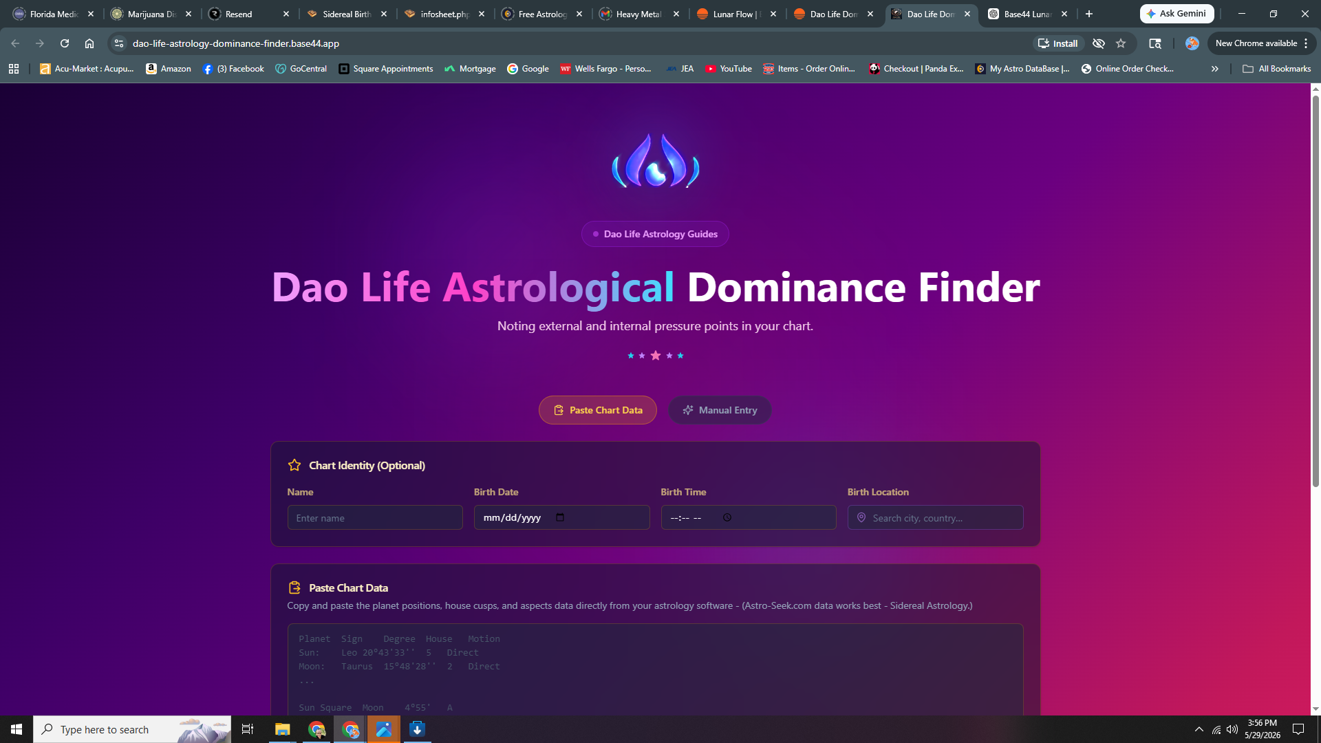 Dao Life Astrology Template template preview
