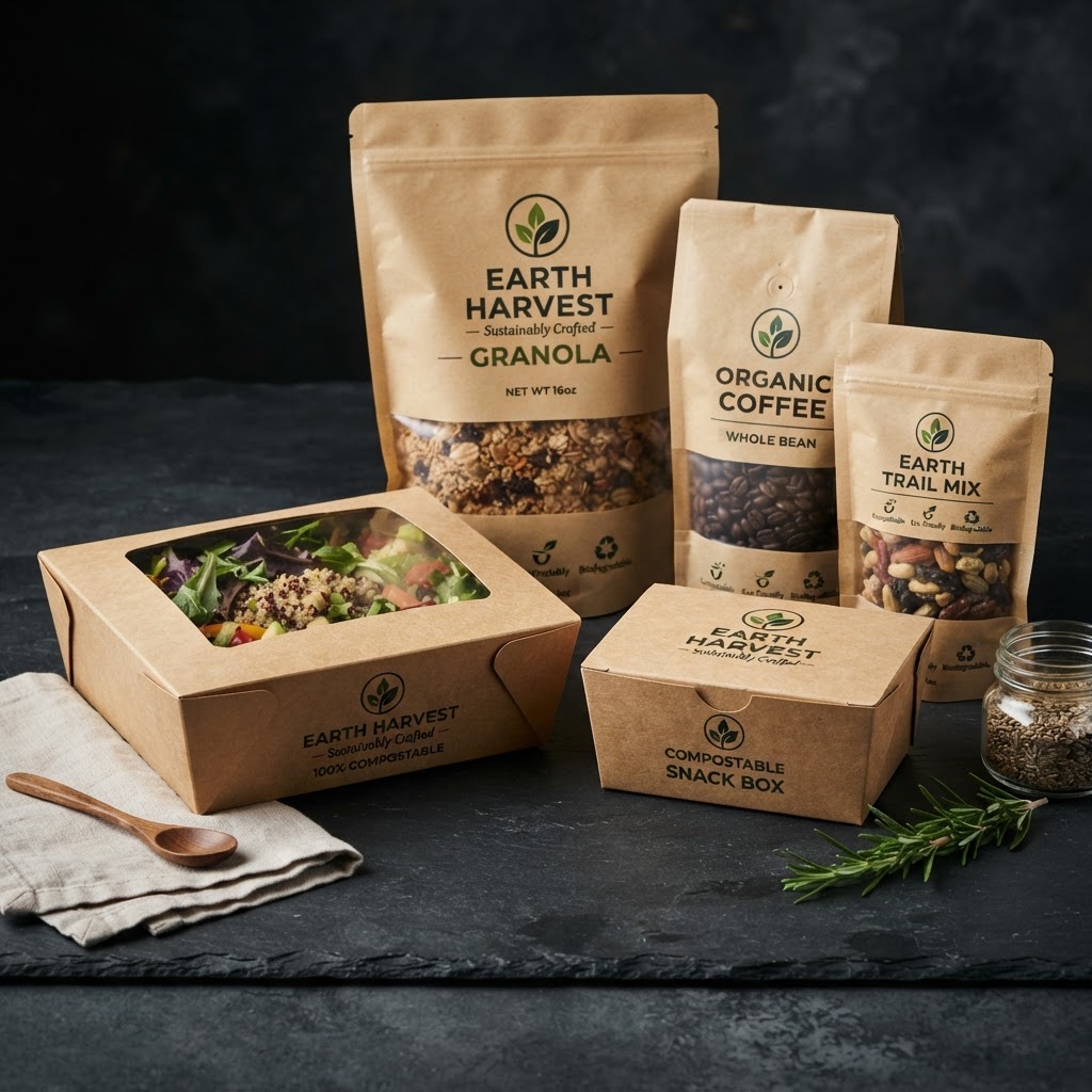 Eco kraft packaging for a cafe chain