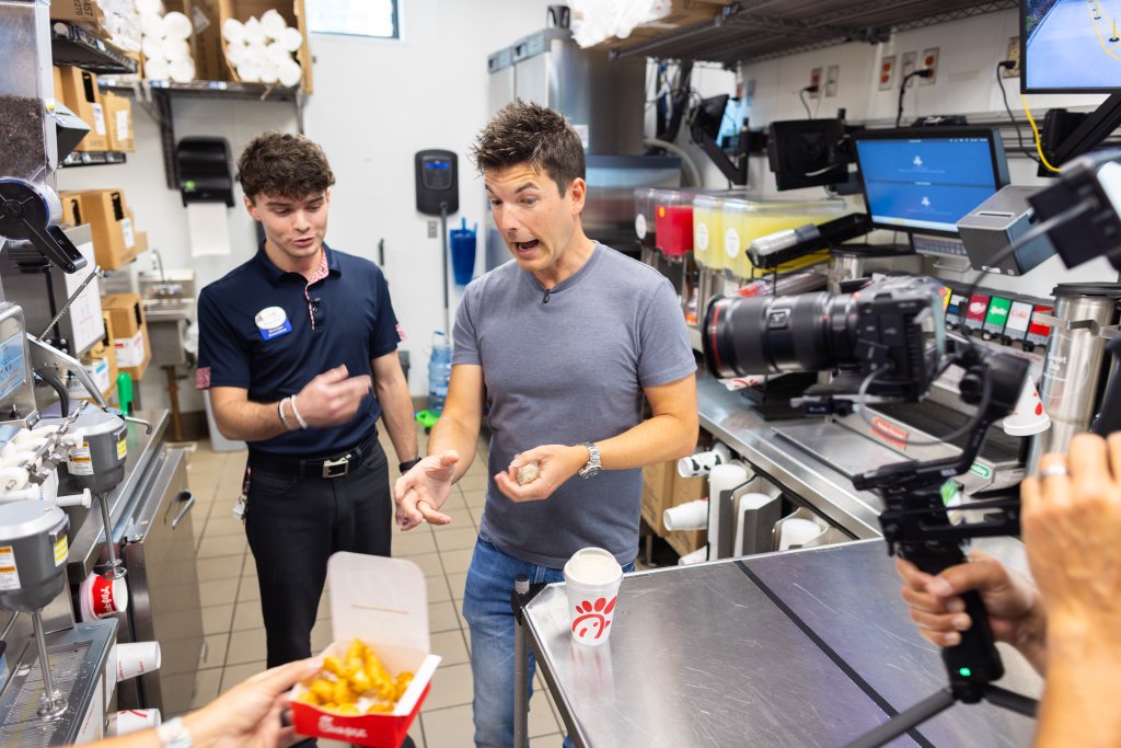 In the kitchen with the crew