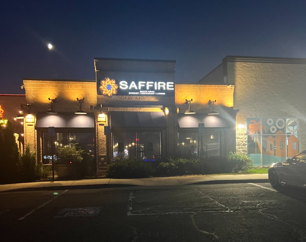 Saffire Restaurant storefront sign Commack NY