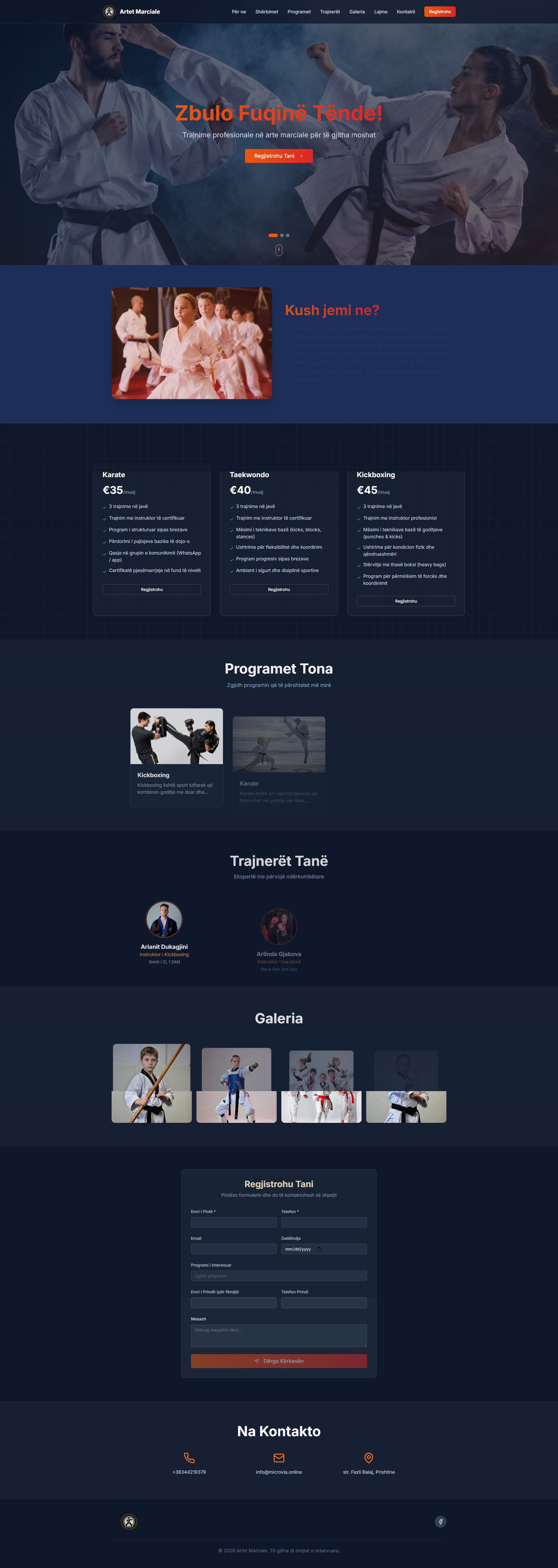 Martial Arts - School Management system template preview