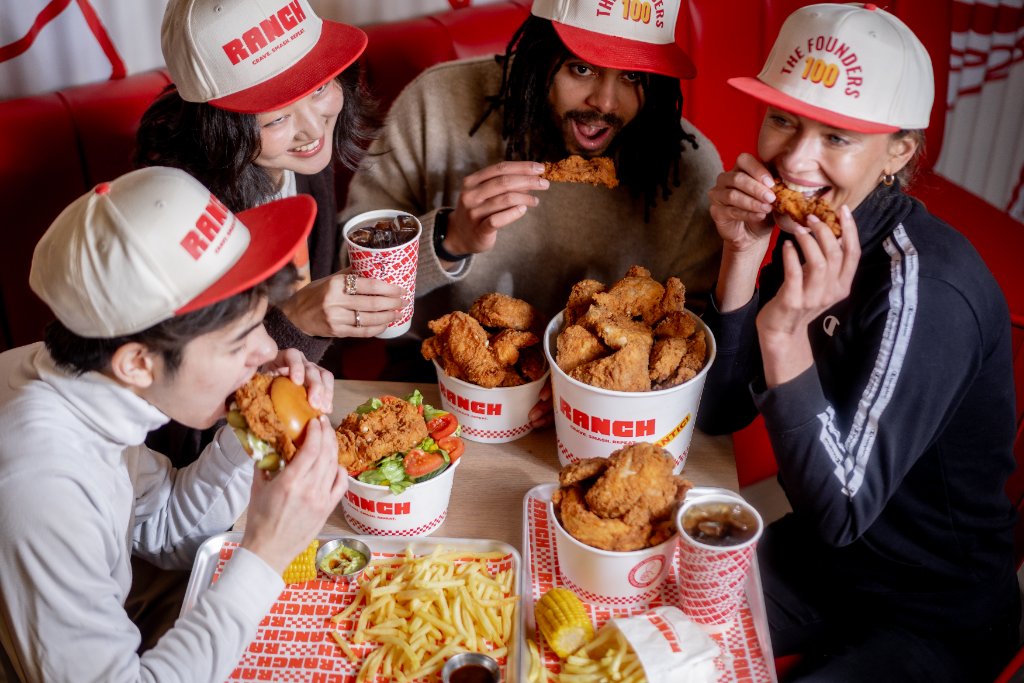 Ranch crew enjoying food together