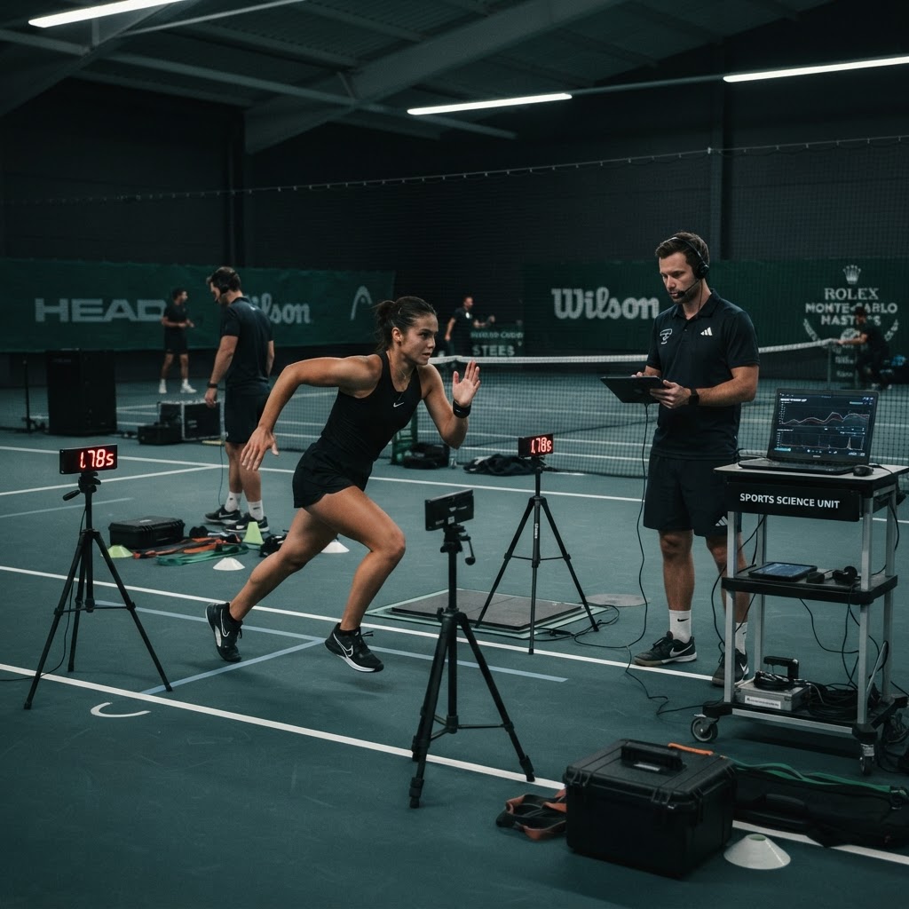 Tennisfysisk testning med mätutrustning