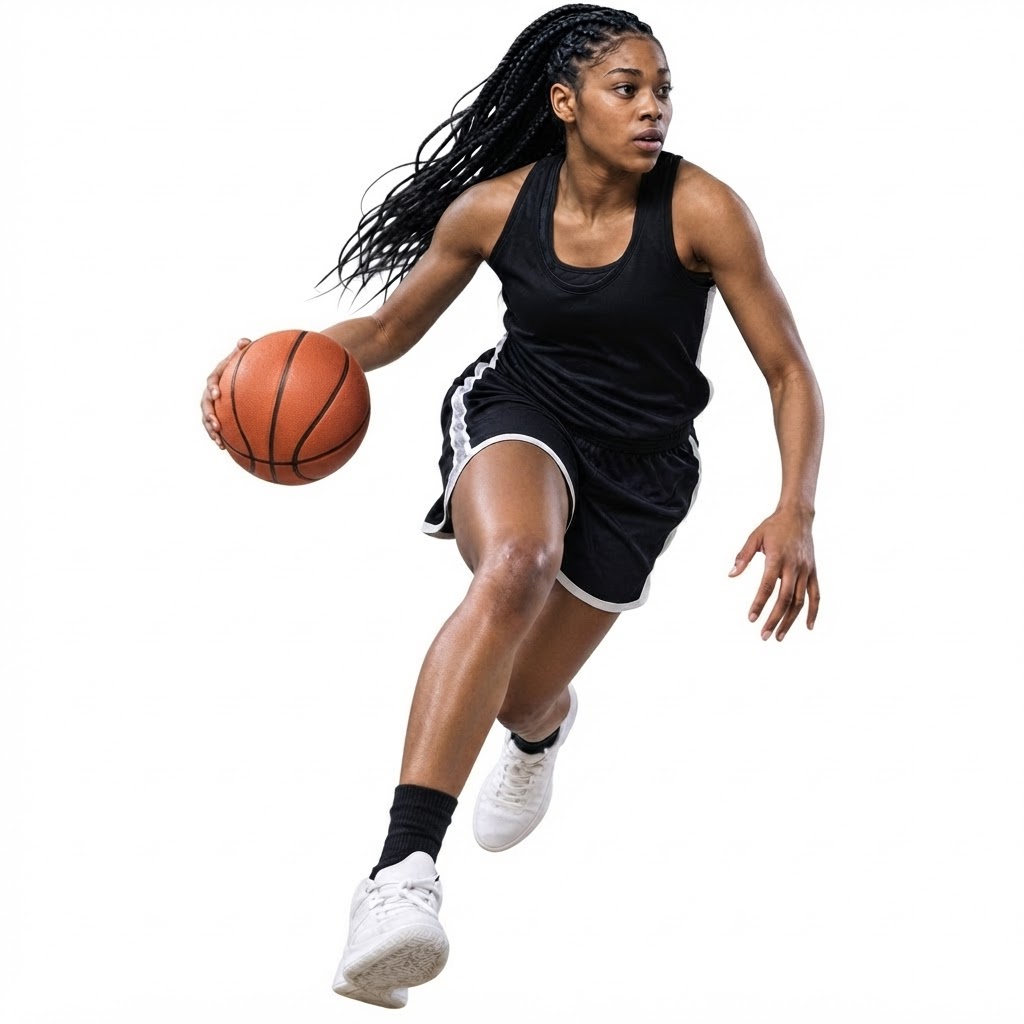 Athlete composed against dark negative space, angled toward the light
