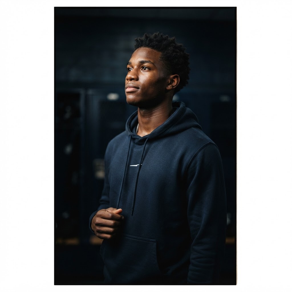 TTS athlete portrait under dramatic light