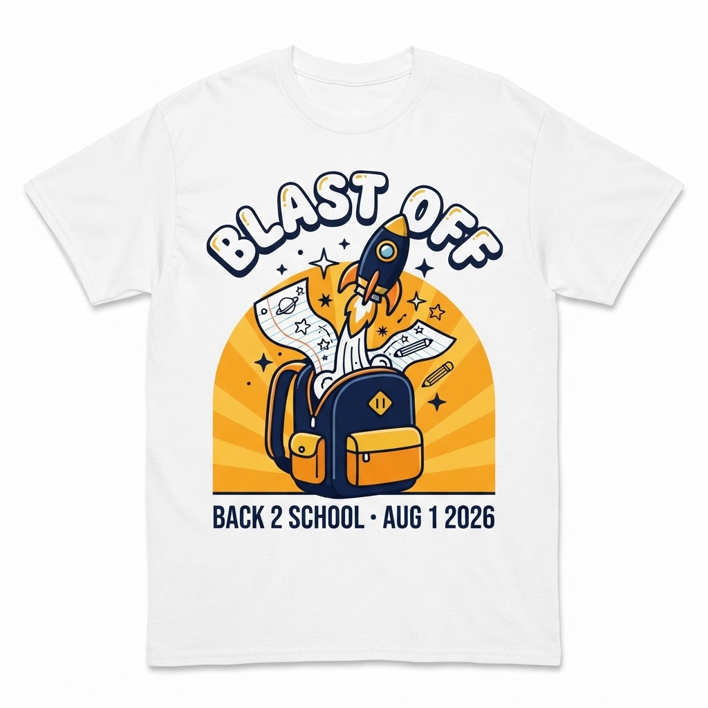 Blast Off retro t-shirt design