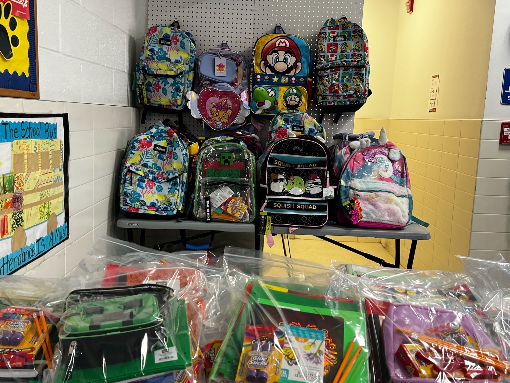 School supplies staged for families