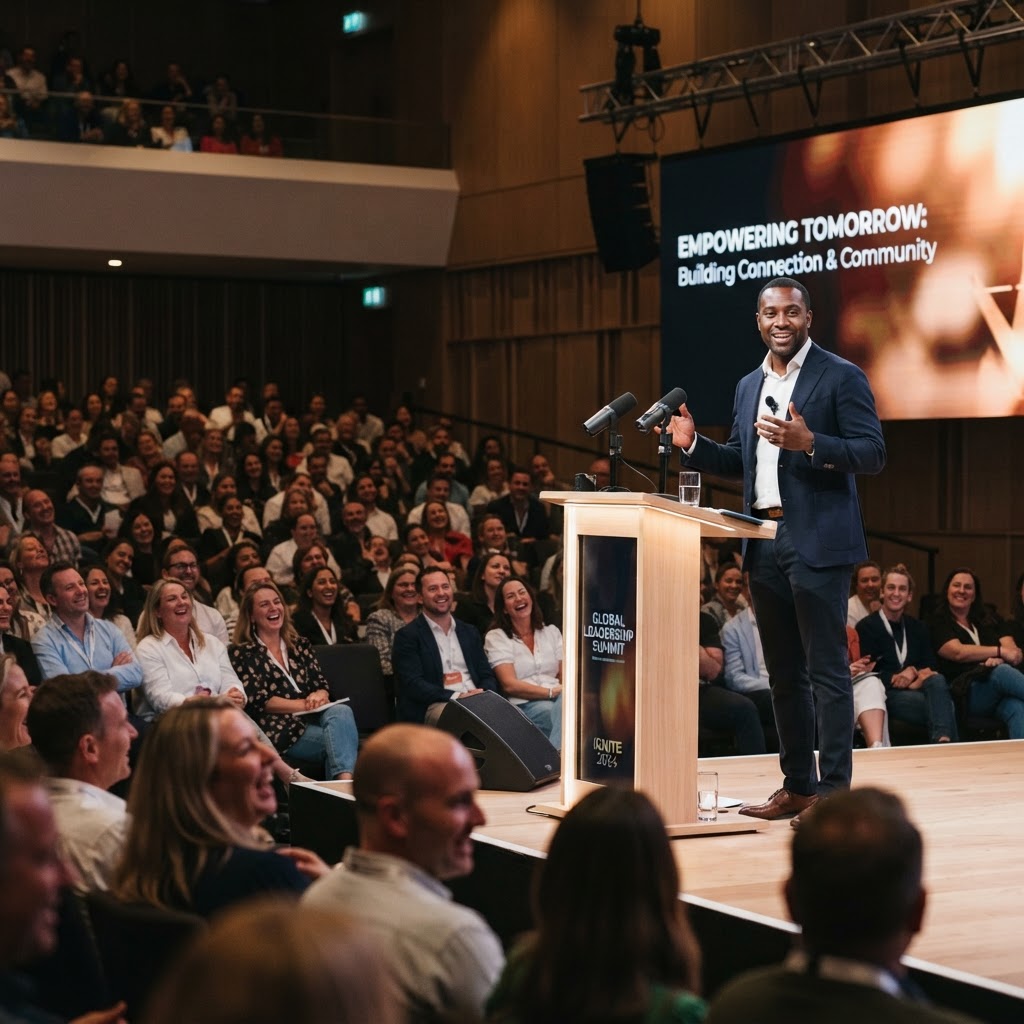 Speaker engaging with an audience