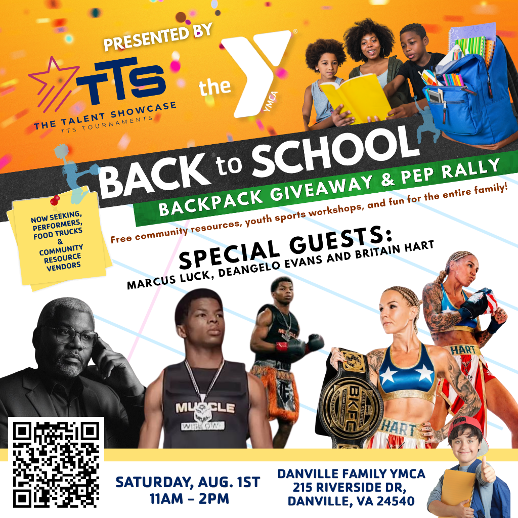 Back to School Backpack Giveaway & Pep Rally flyer