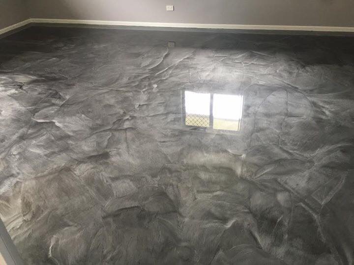 Grey marble epoxy floor with a high-gloss finish