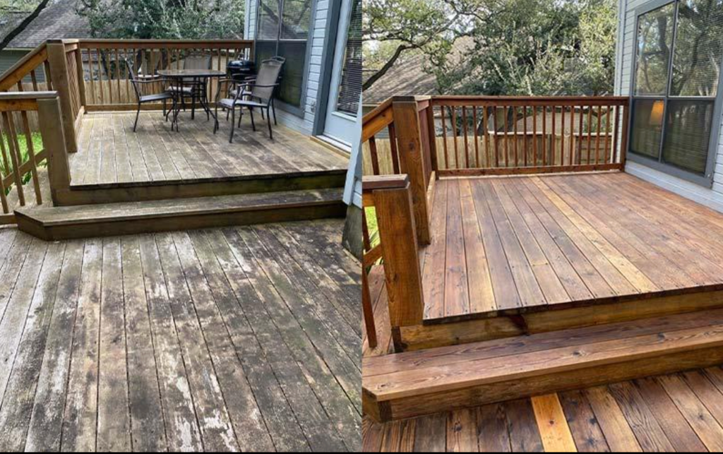 Deck refinishing close-up