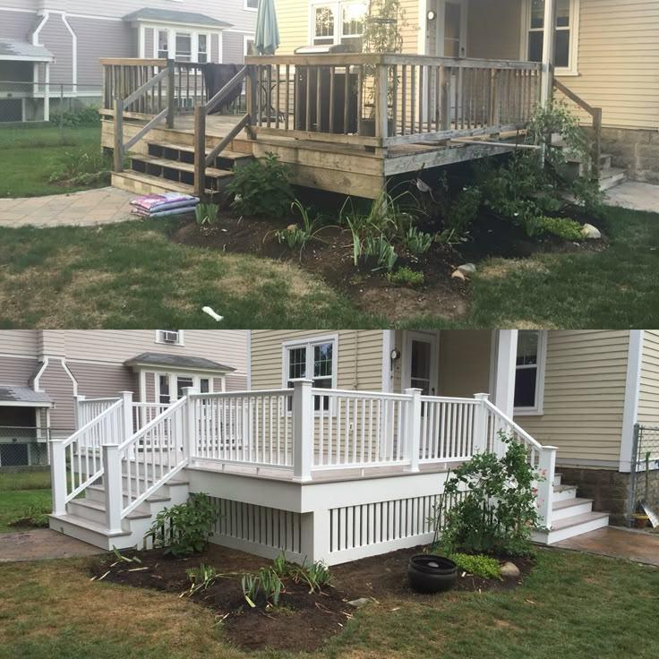 Deck refinishing before & after