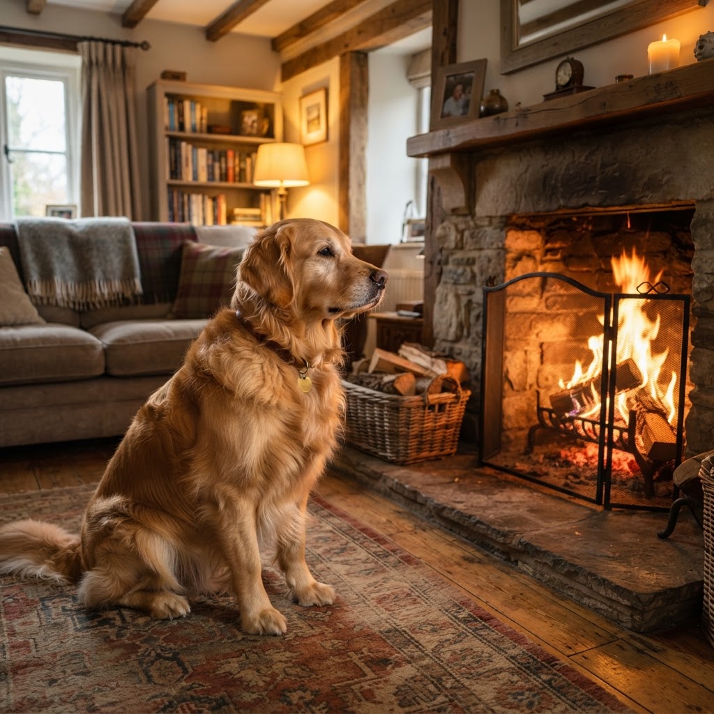 Golden Retriever - By the Fireplace