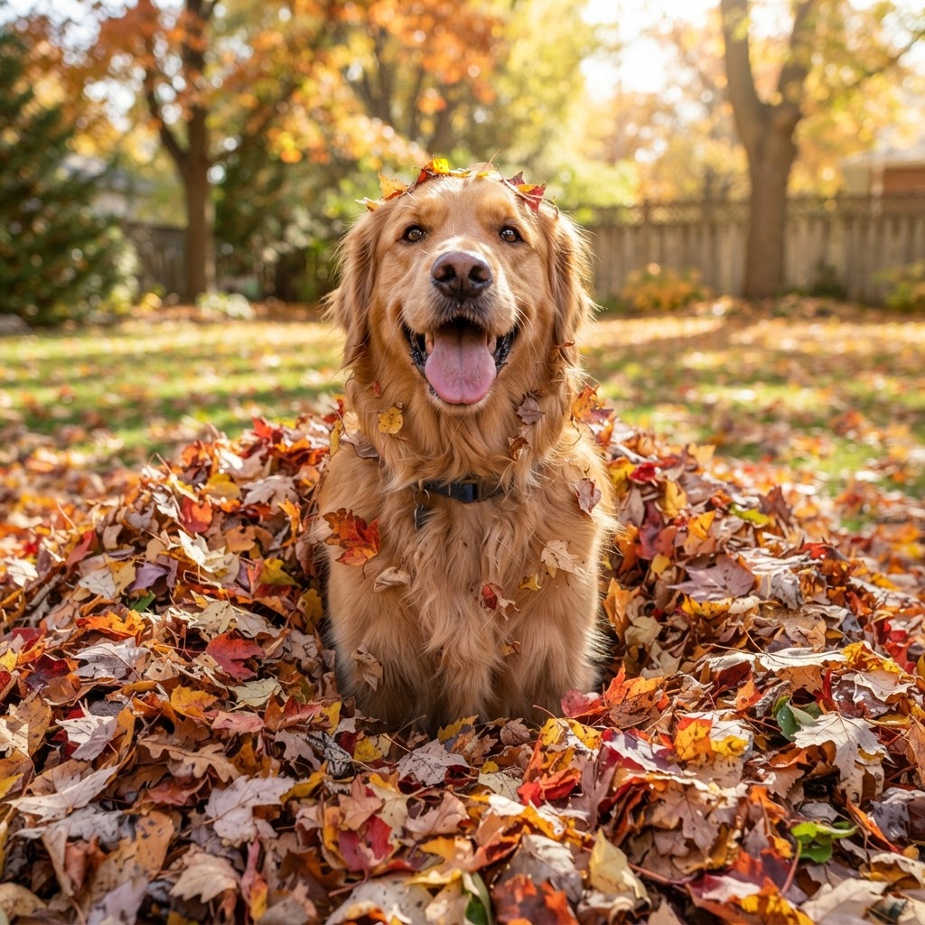 Golden Retriever - In Autumn Leaves