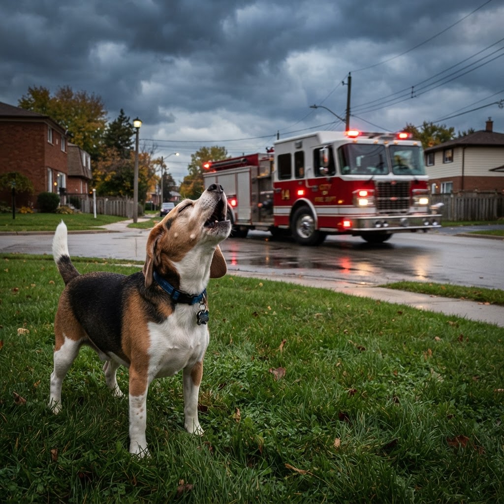 Howling at the fire truck