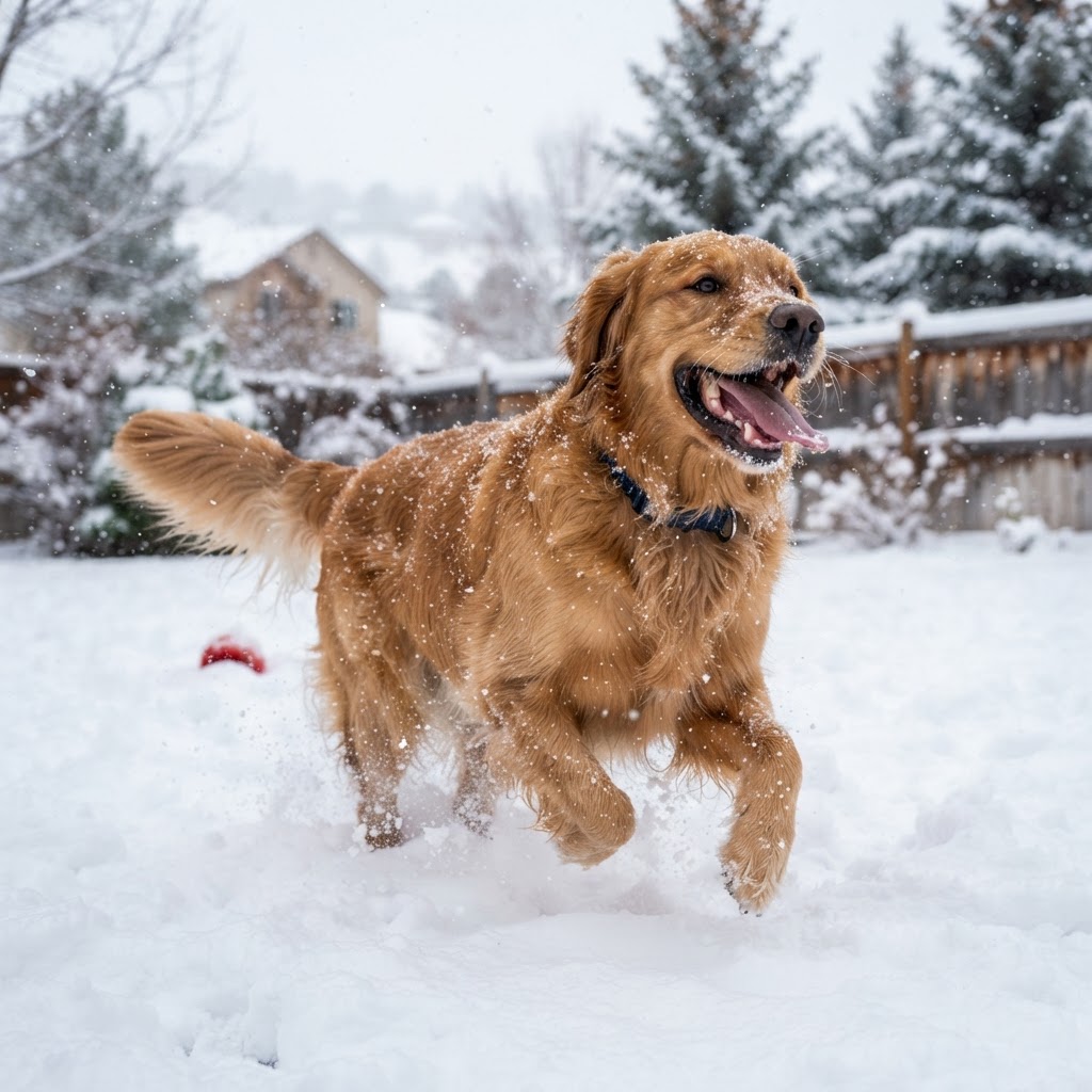 Golden Retriever - Playing in Snow