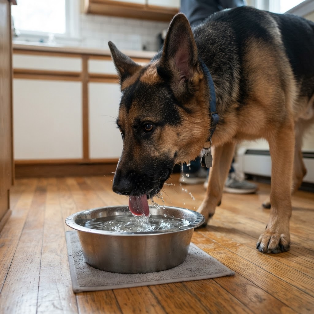 German Shepherd - Drinking Water