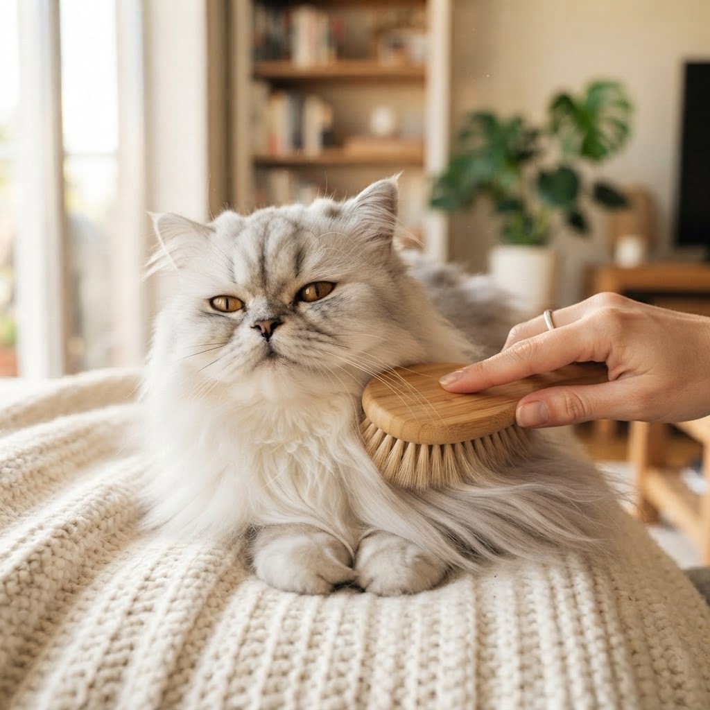 Being gently brushed by a woman's hand