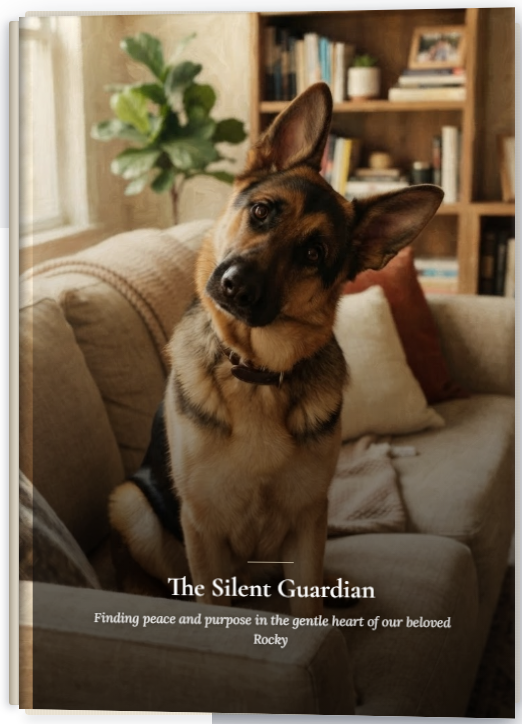 A finished PetBook Tribute — a German Shepherd’s life remembered as a keepsake book