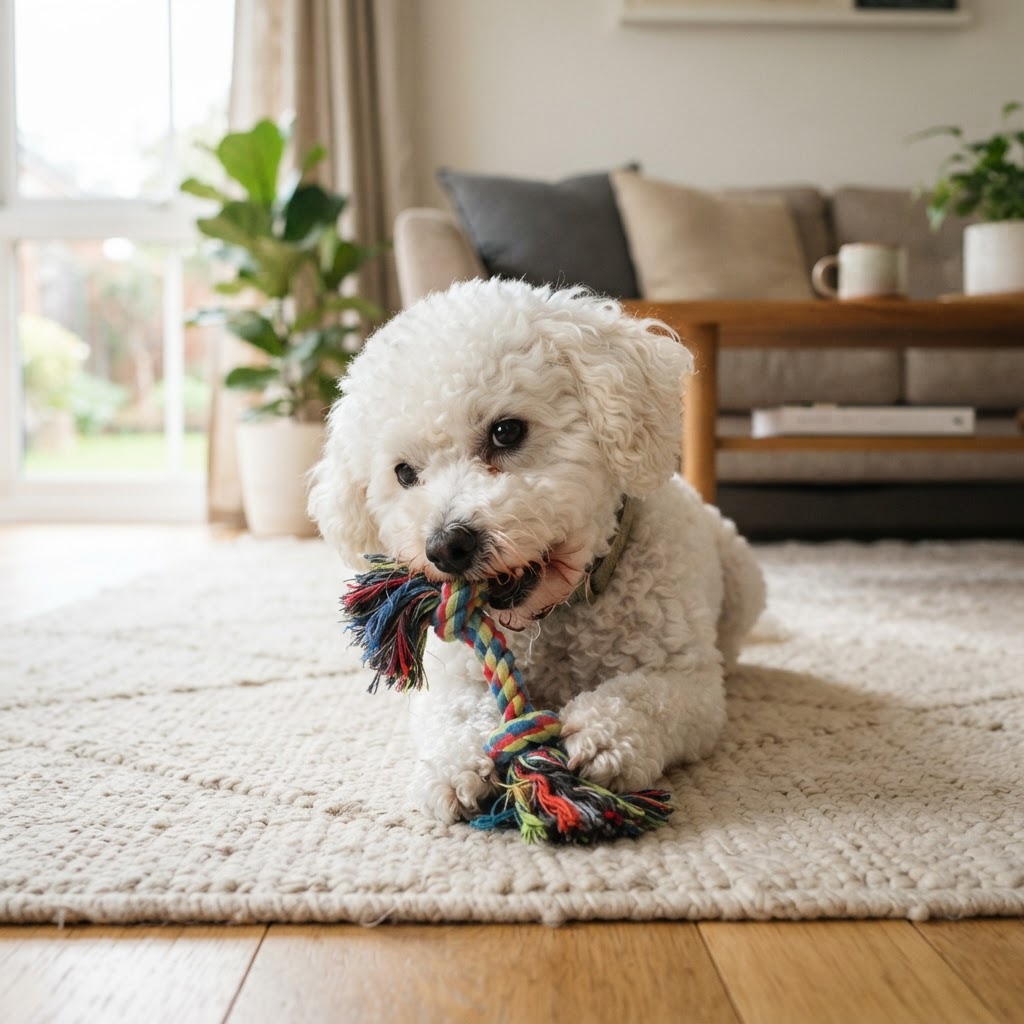 Bichon Frise - Chewing a Toy