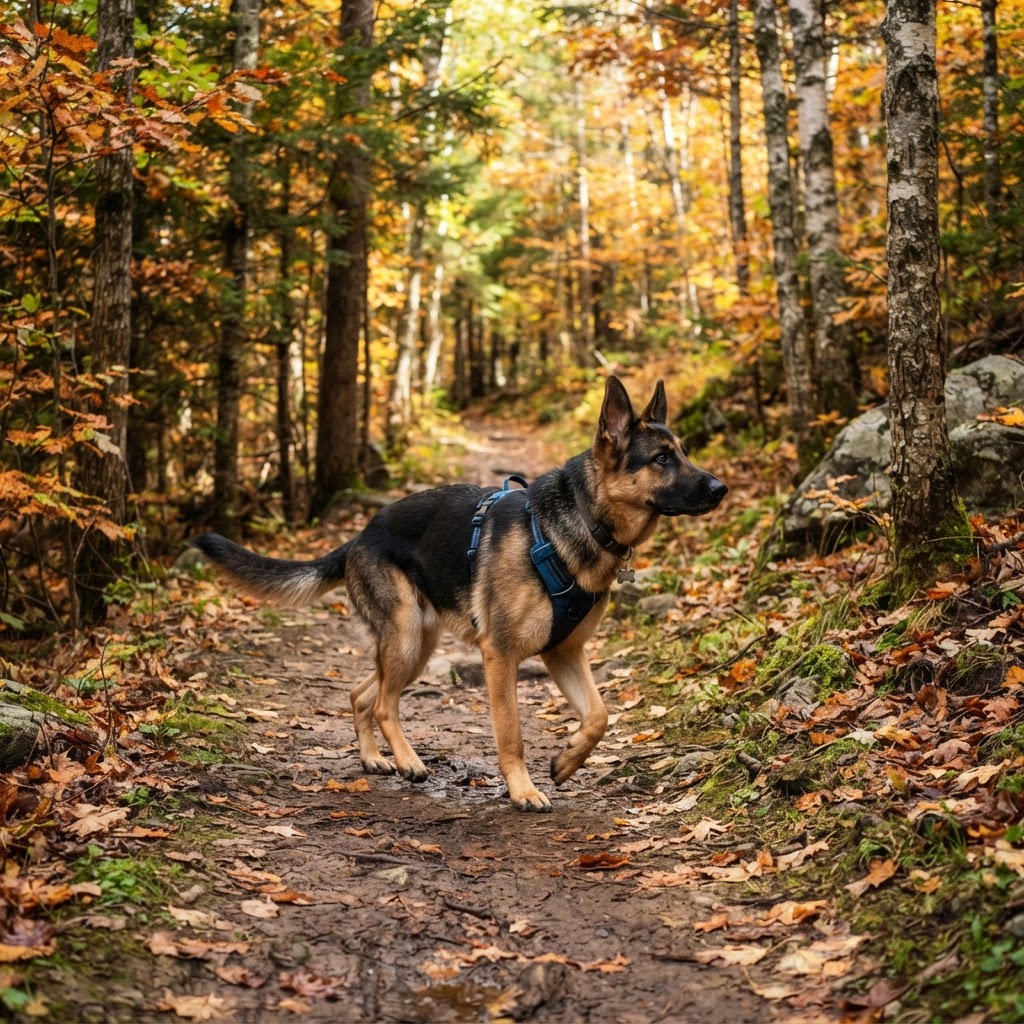 German Shepherd - Autumn Forest Walk
