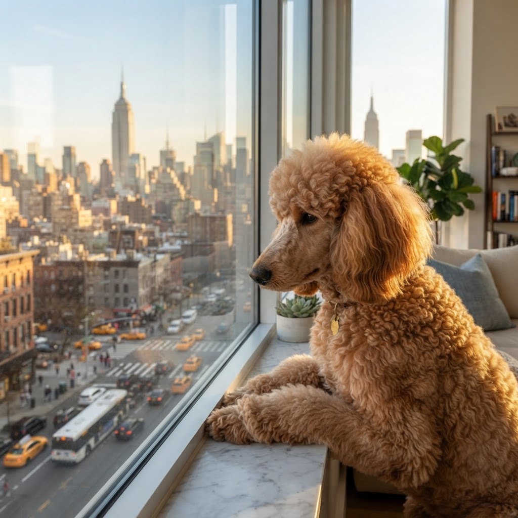 Standard Poodle - Resting Chin on Windowsill