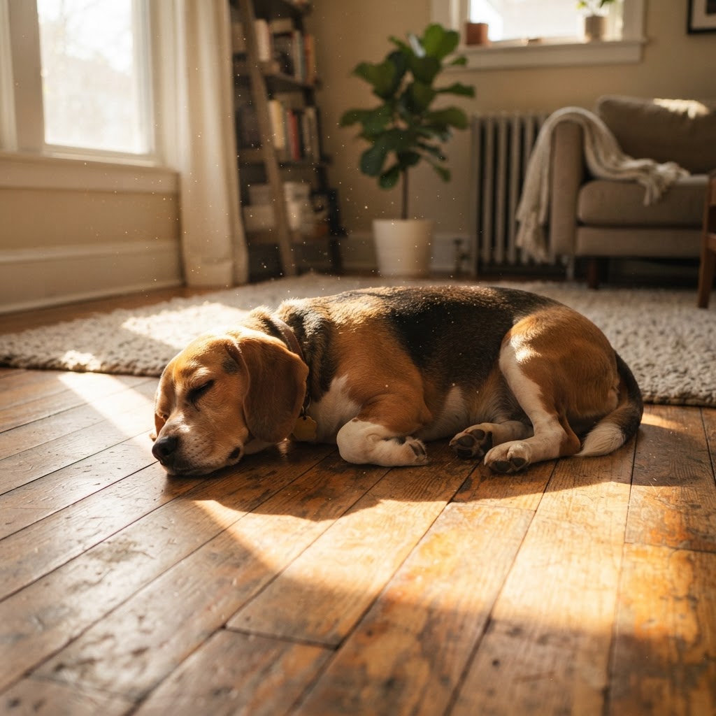 Sunbeam on the hardwood floor