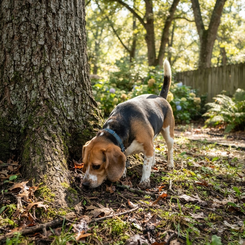 Sniffing the oak tree