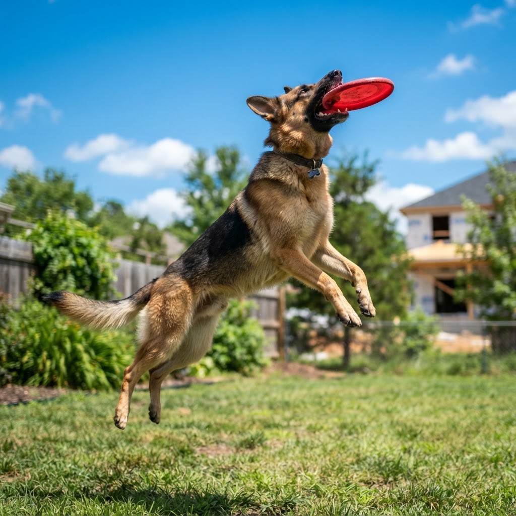 German Shepherd - Catching a Frisbee