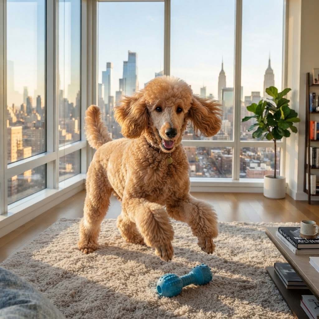 Standard Poodle - Playing with Squeaky Toy