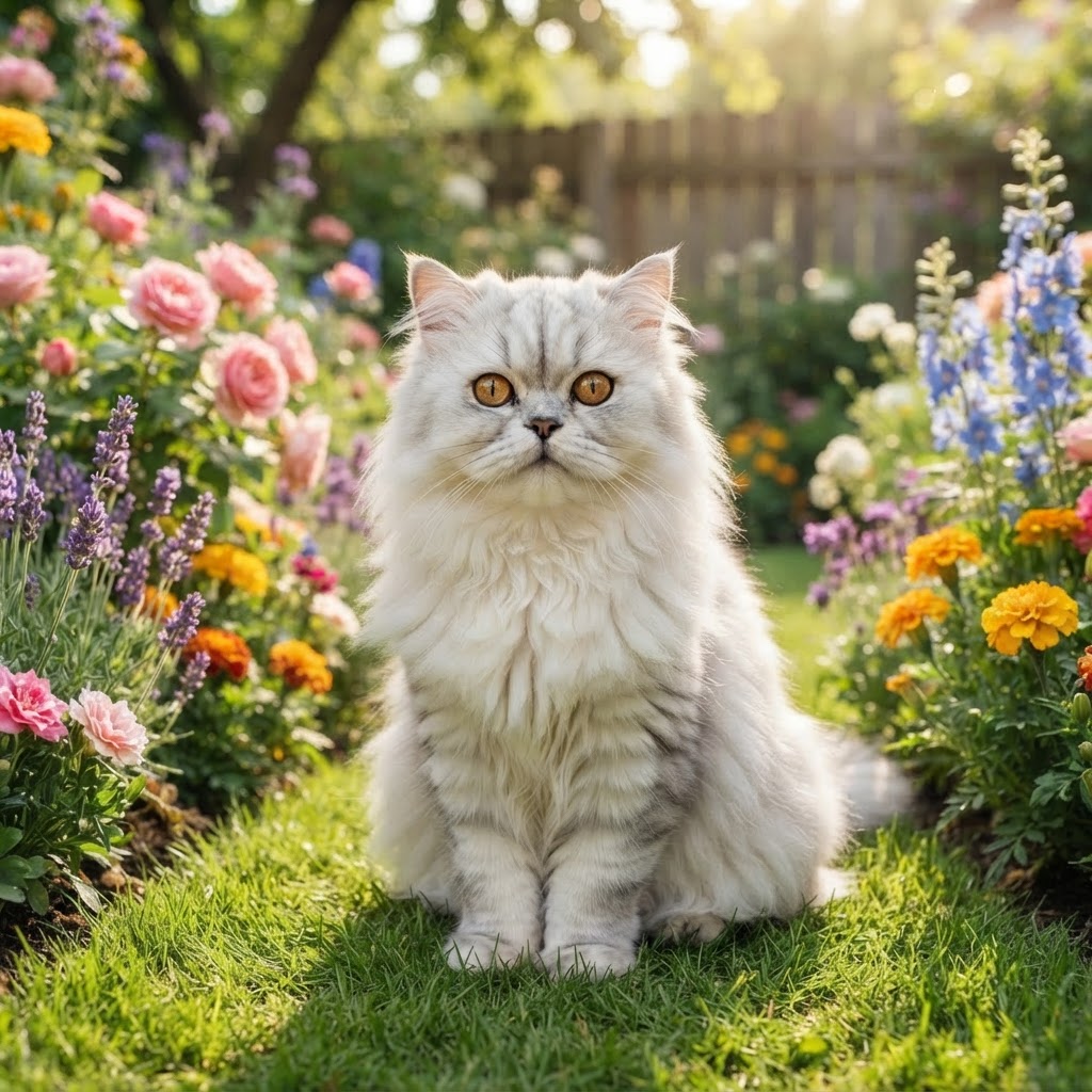 Sitting on the lawn in a backyard garden