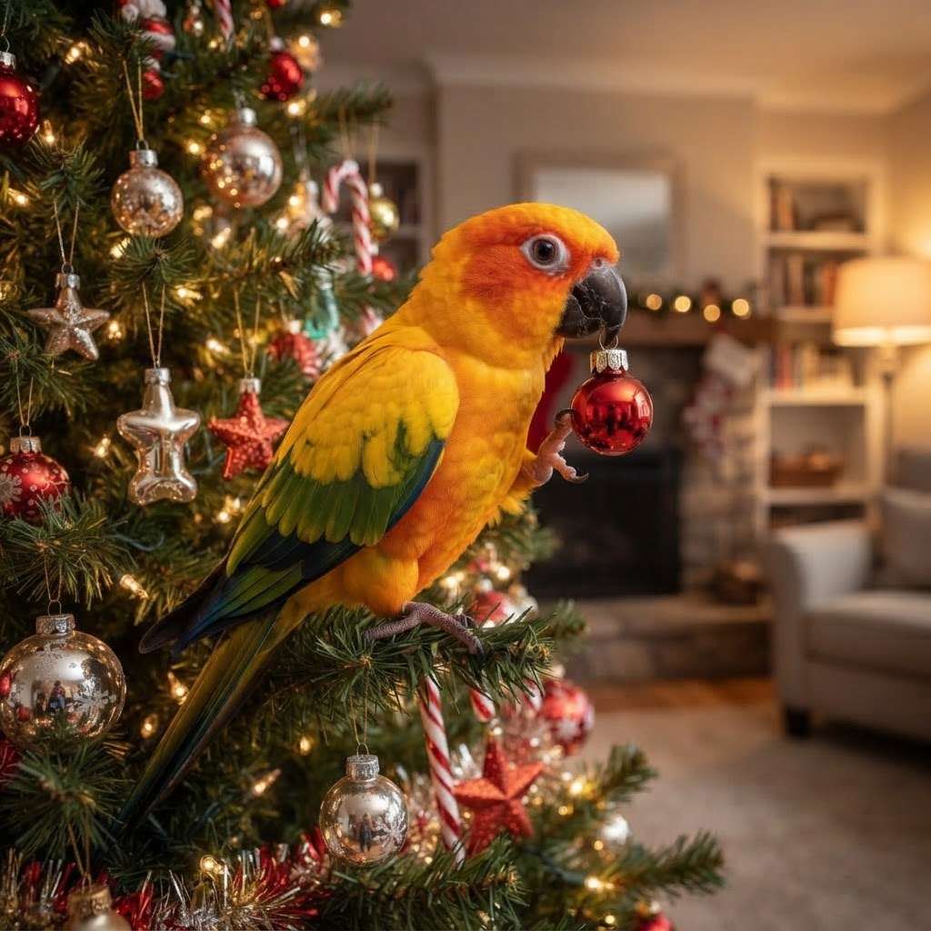 Inspecting Christmas tree ornaments