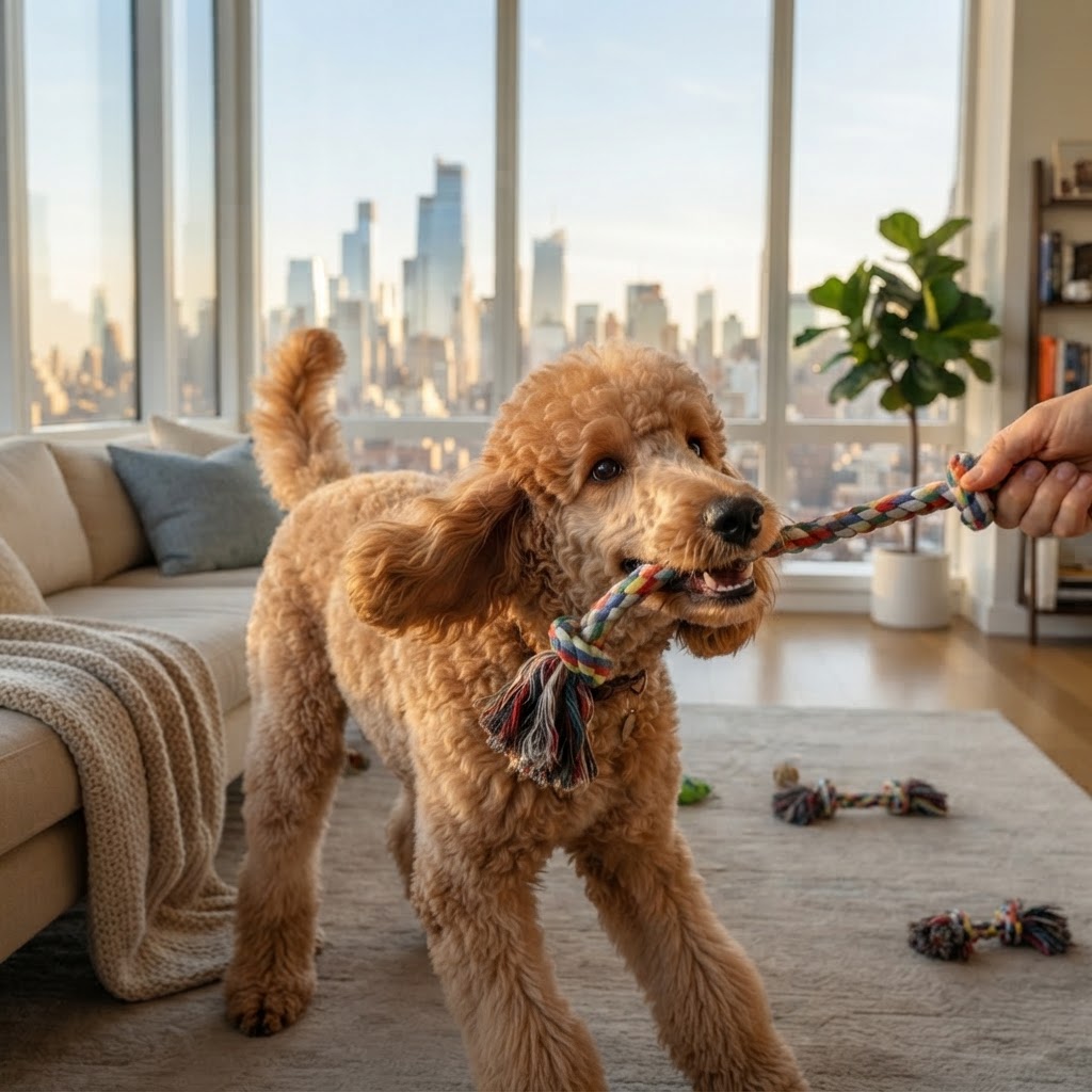 Standard Poodle - Tug-of-War with Rope Toy