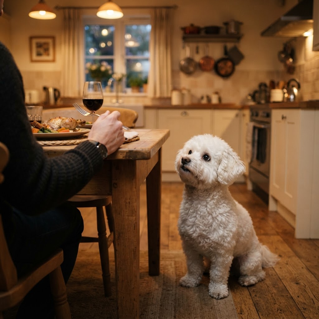 Bichon Frise - Begging at the Table