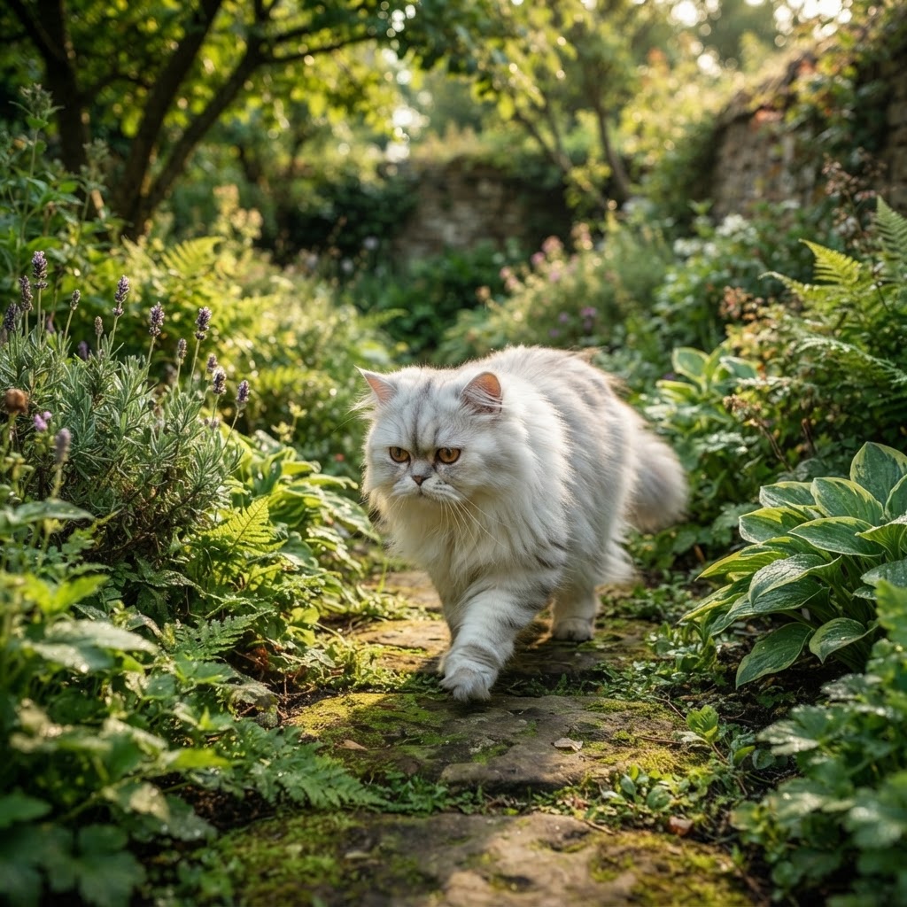 Exploring a garden path lined with stones