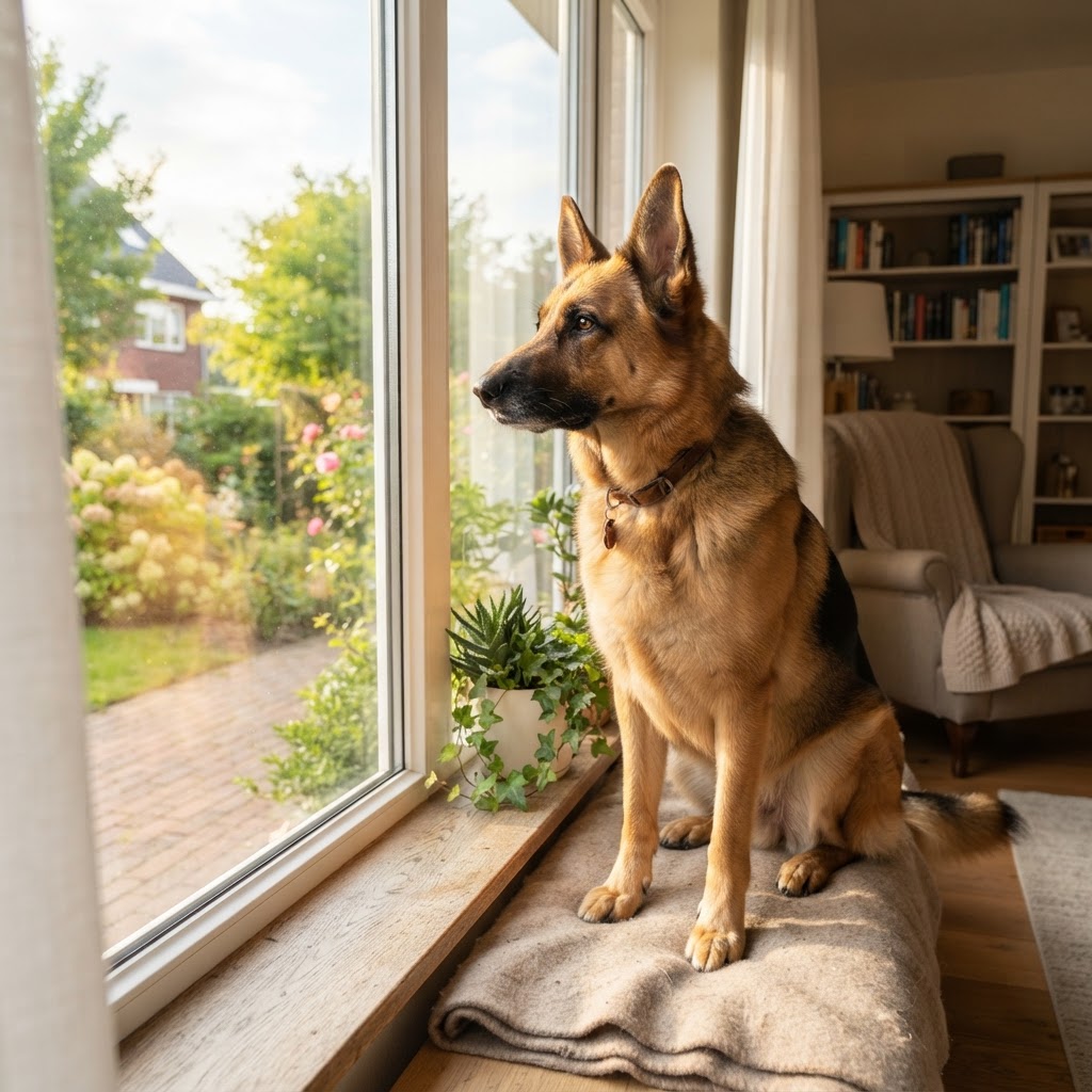 German Shepherd - Looking Out the Window