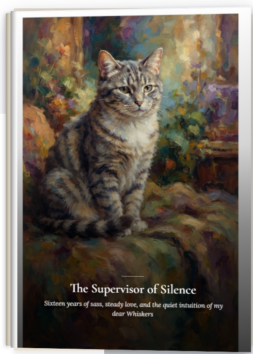 A tabby cat supervising the household — the supervisor of silence