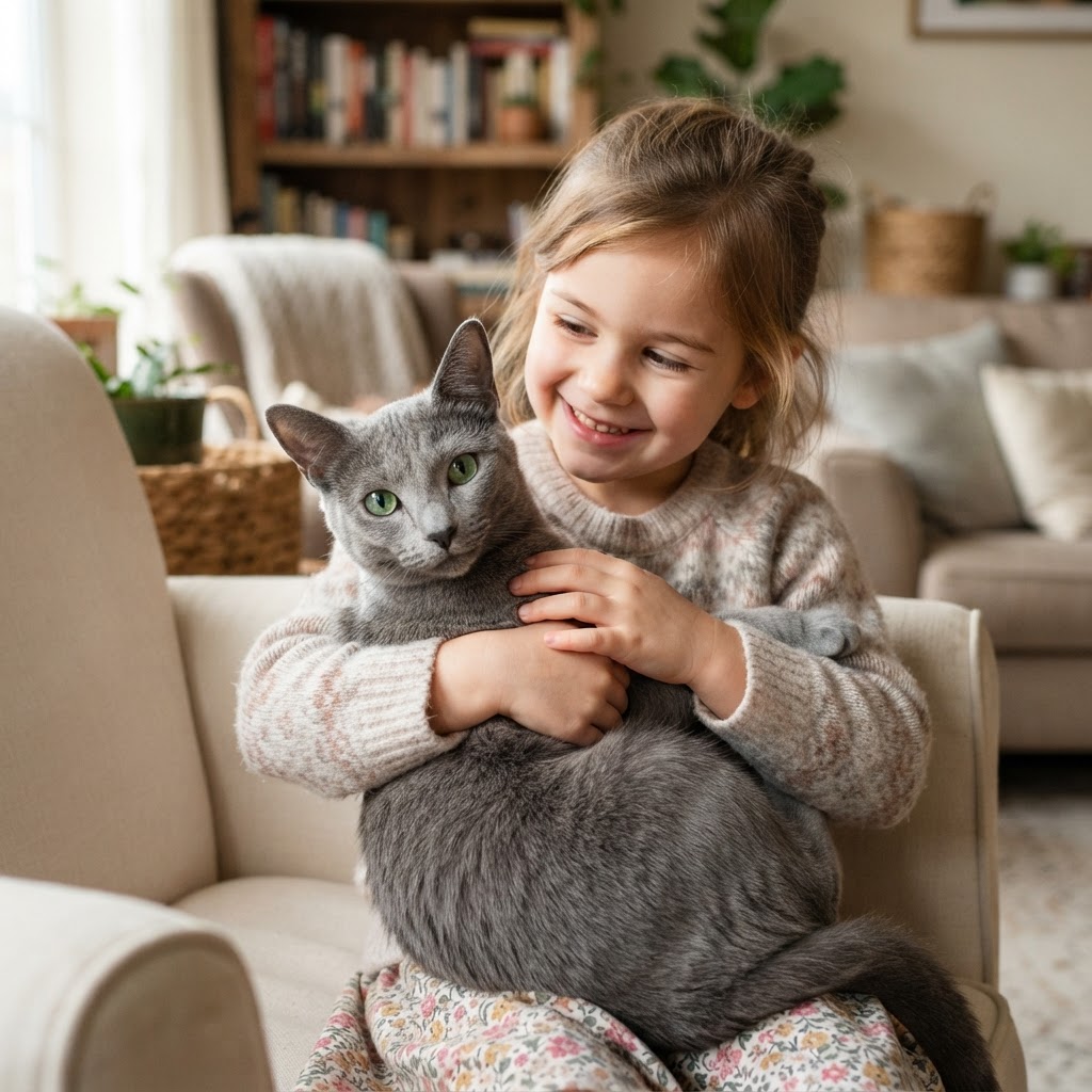 Being held and petted by a smiling child