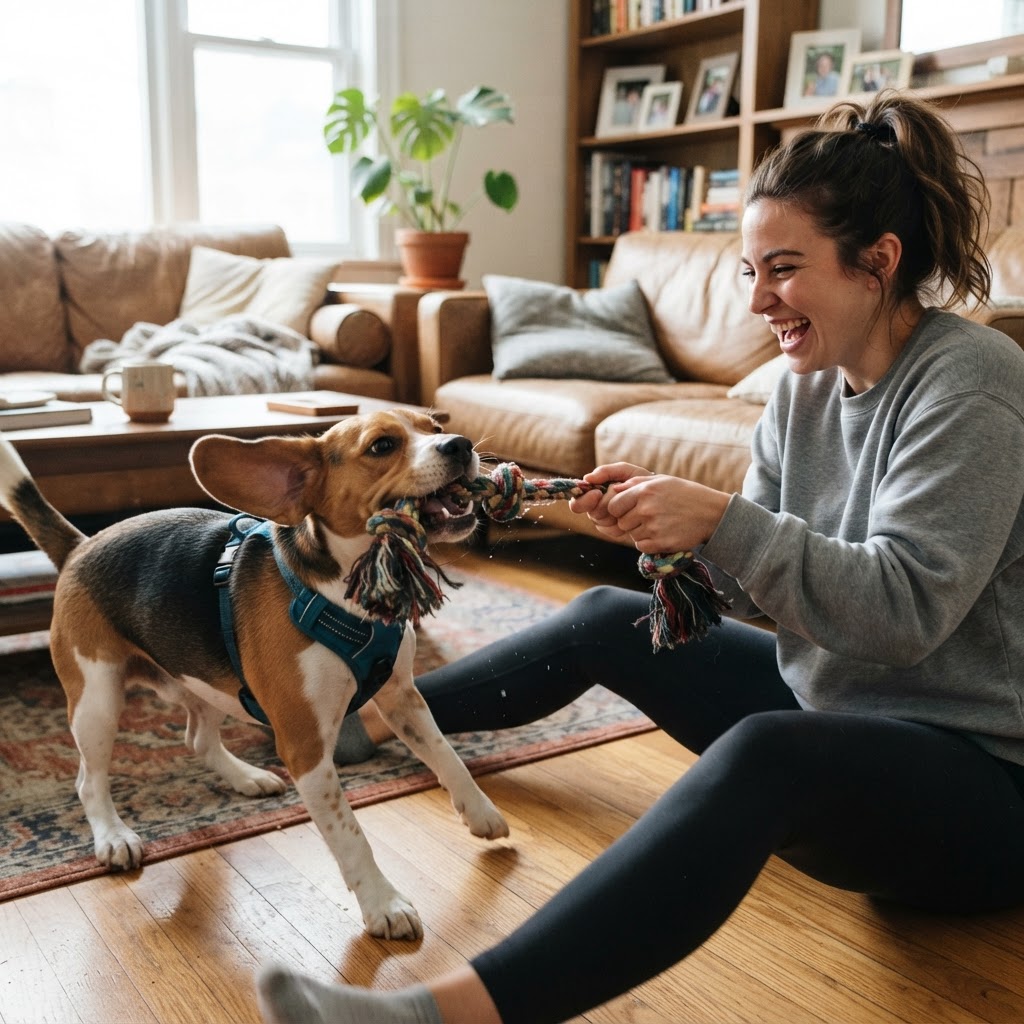 Tug-of-war with rope toy