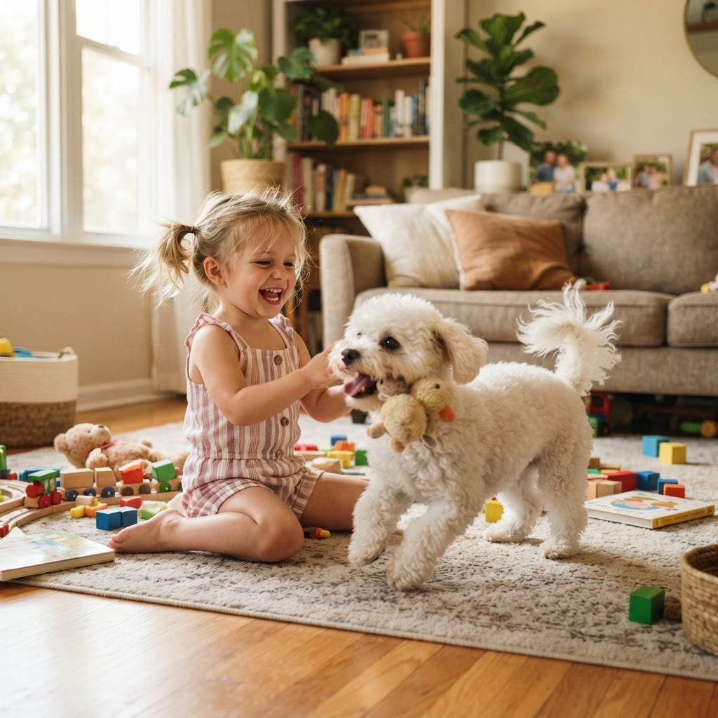 Bichon Frise - Playing with a Child