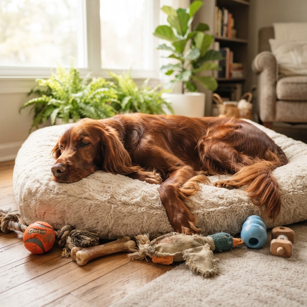 Relaxing on the Dog Bed
