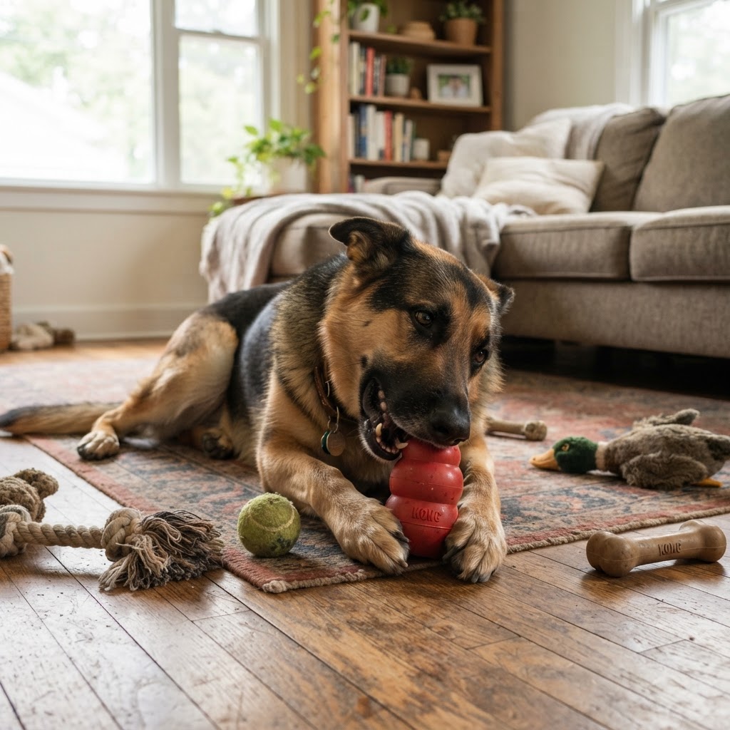 German Shepherd - Chewing a Toy
