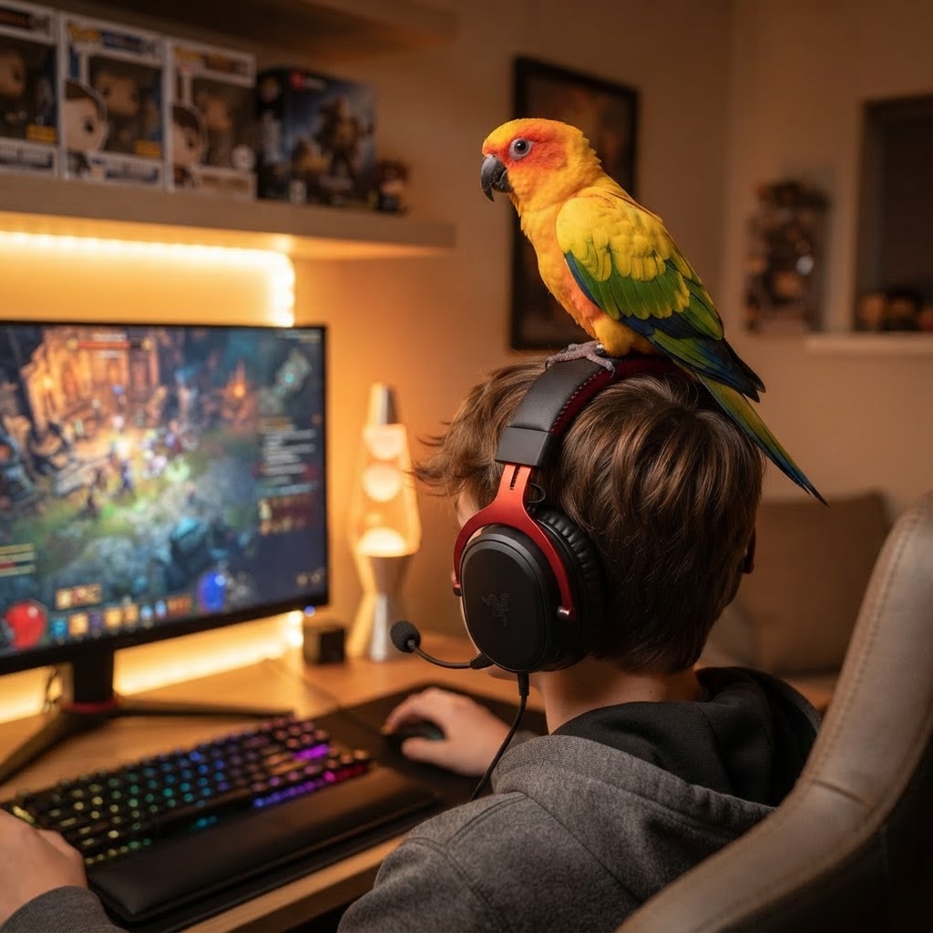 On teenager's gaming headset