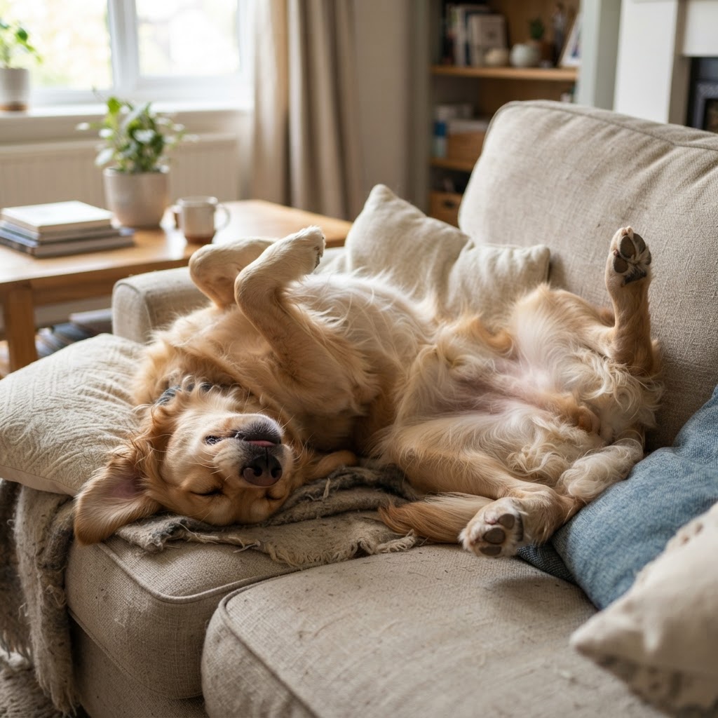 Golden Retriever - Sleeping Upside Down
